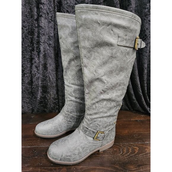 NEW Journee Collection Spokane Gray Wide Calf Riding Boot/Sz. 8 - Picture 1 of 11
